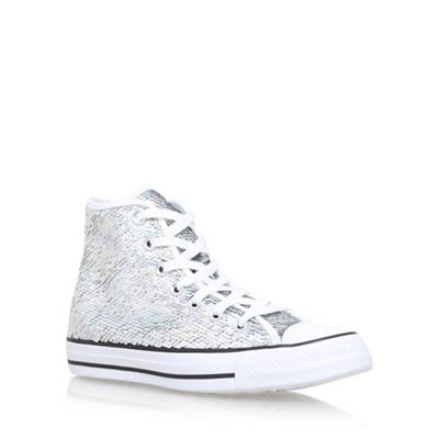 Converse Silver 'Holiday Party High' flat lace up sneakers